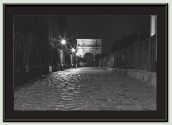 The Arch of Titus in Rome is silent and secluded at night